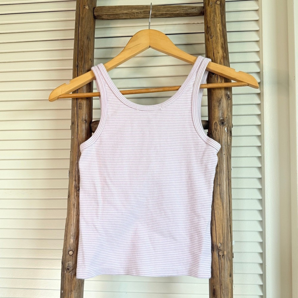Brandy Melville Henley Tank Top One Size Purple Stripe - Picture 3 of 4